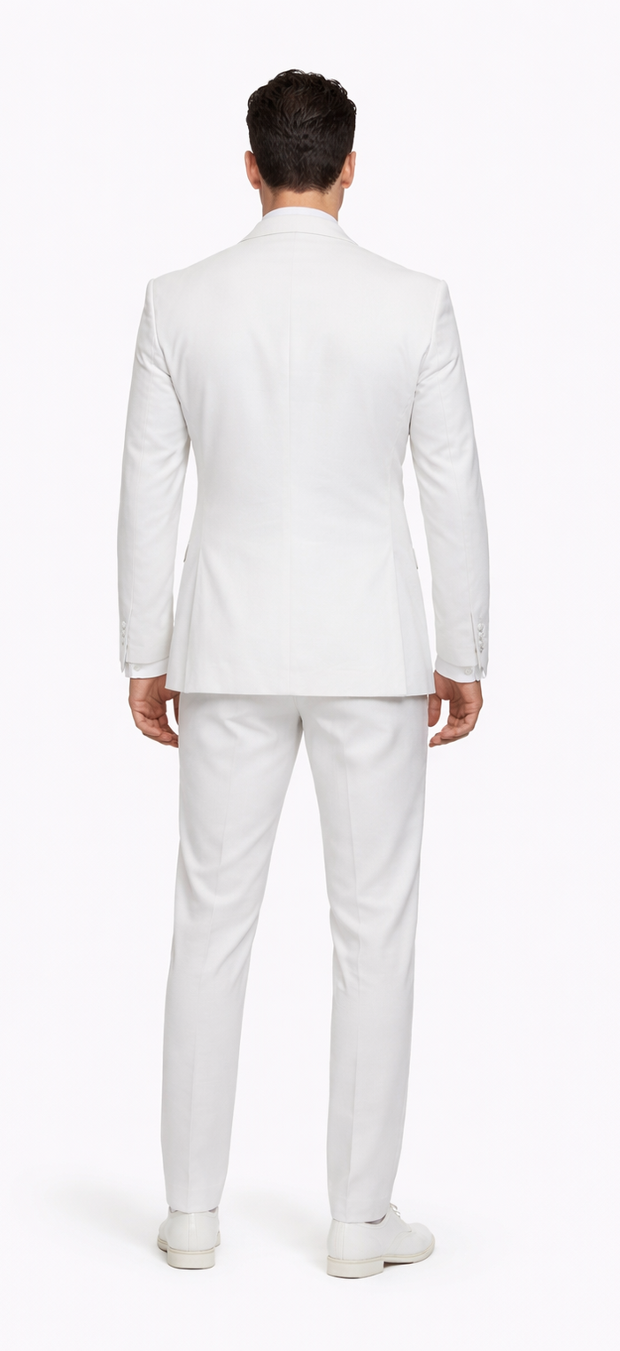 Rossiman Men’s White Seersucker Suit - Peak Lapel Summer Formalwear at USA Men's Outlet