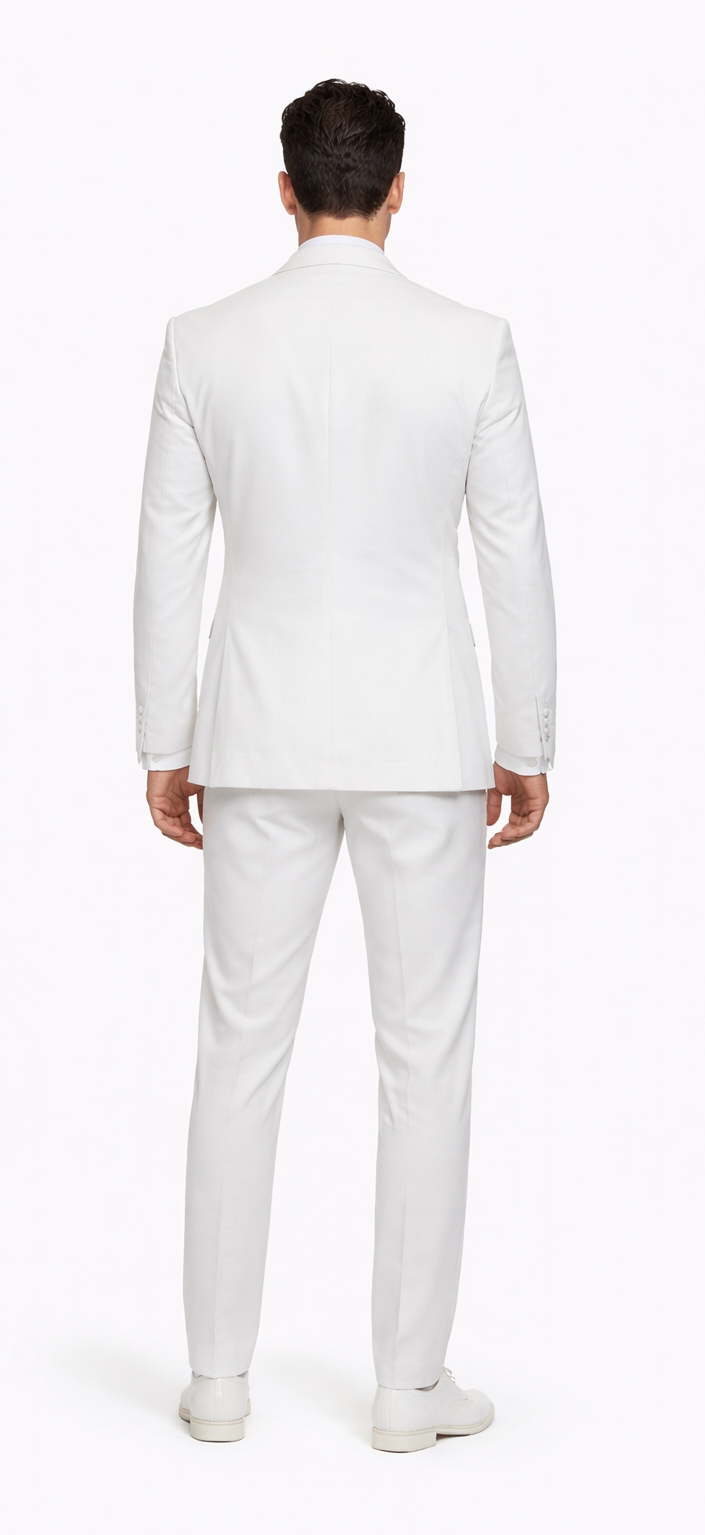 Rossiman Men’s White Seersucker Suit - Peak Lapel Summer Formalwear at USA Men's Outlet