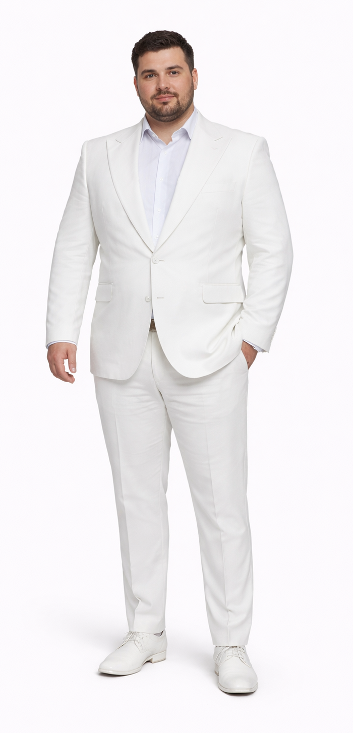 Rossiman Men’s White Seersucker Suit - Peak Lapel Summer Formalwear at USA Men's Outlet