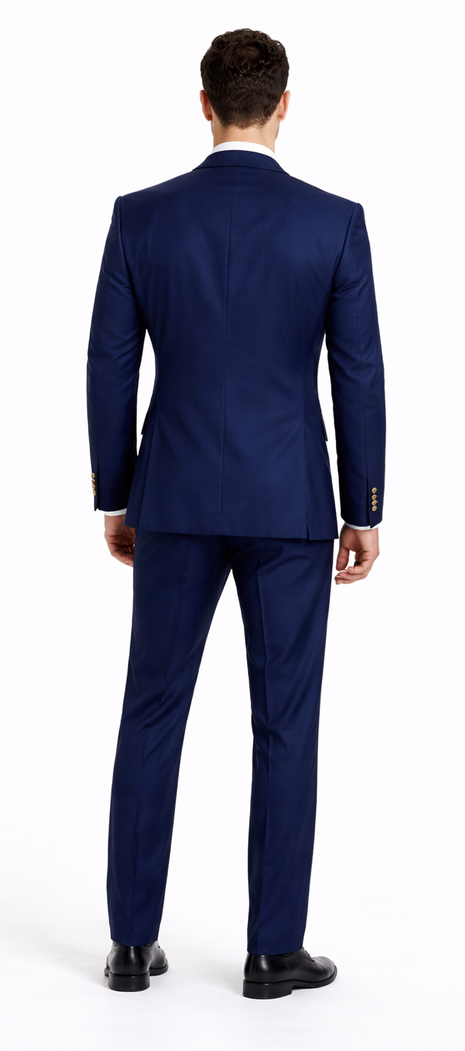 Rossiman Men’s Navy Blue Suit - Classic 1-Button Peak Lapel Jacket with Double-Breasted Vest by USA Men's Outlet