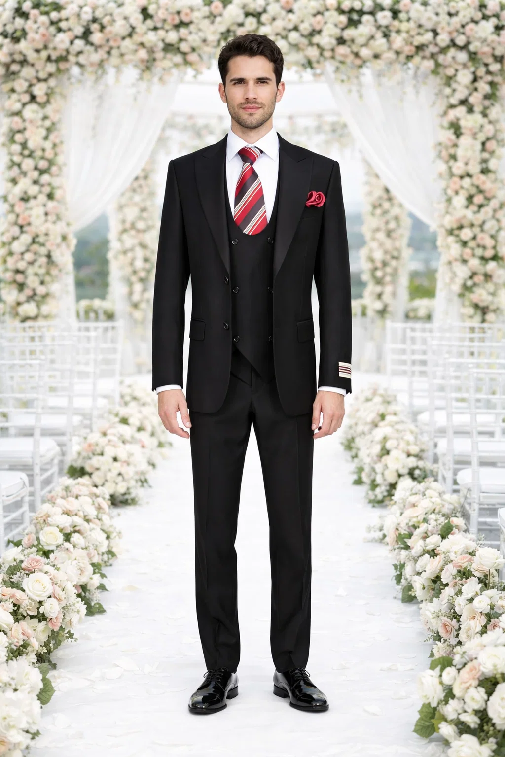 Rossiman Rossi Men’s Dress Suit - Premium Tailored Suit for Formal Occasions - Italian-Inspired Luxury Slim Fit Design by USA Men's Outlet