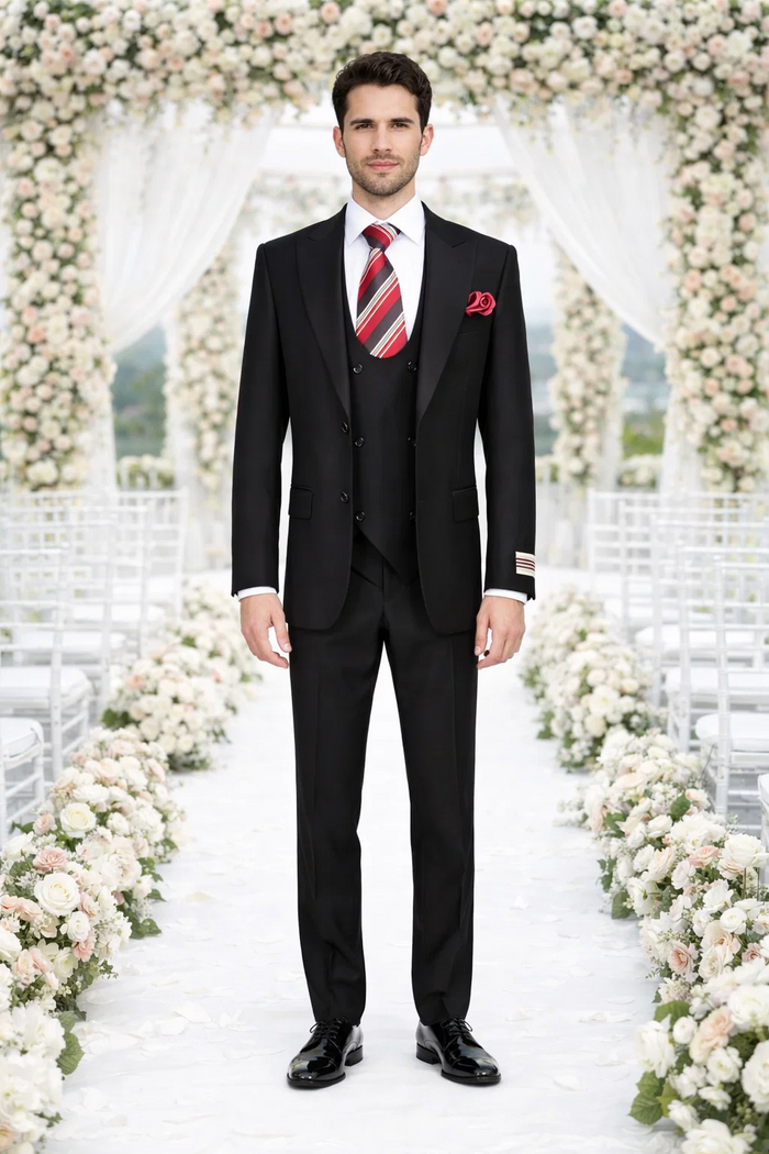 Rossiman Rossi Men’s Dress Suit - Premium Tailored Suit for Formal Occasions - Italian-Inspired Luxury Slim Fit Design by USA Men's Outlet