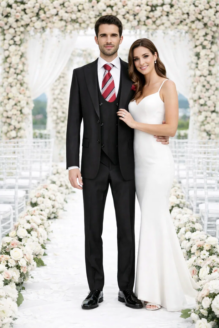 Rossiman Rossi Men’s Dress Suit - Premium Tailored Suit for Formal Occasions - Italian-Inspired Luxury Slim Fit Design by USA Men's Outlet
