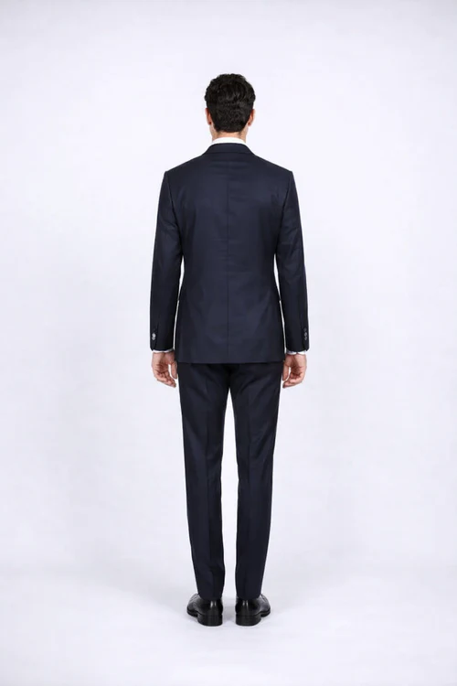 Rossiman Rossi Navy Blue Slim Fit Suit - Peak Lapel Tailored Formalwear for Men - Italian 3-Piece Luxury Suit by USA Men's Outlet
