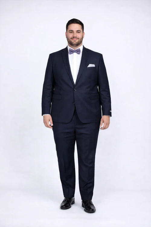 Rossiman Rossi Navy Blue Slim Fit Suit - Peak Lapel Tailored Formalwear for Men - Italian 3-Piece Luxury Suit by USA Men's Outlet