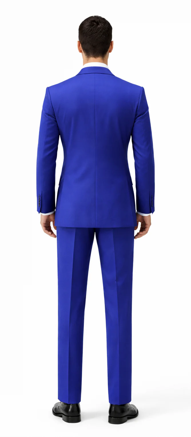 Rossiman Royal Blue Suit for Men - Classic 1-Button Peak Lapel Jacket & Double-Breasted Vest - Italian Tailored 3-Piece Luxury Suit USA Men's Outlet