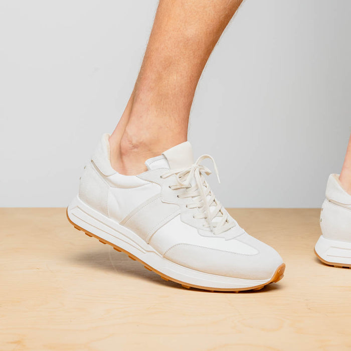 Zelli Roxi Italian Suede and Calfskin Luxury Sneaker in White
