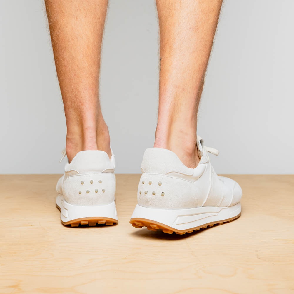 Zelli Roxi Italian Suede and Calfskin Luxury Sneaker in White