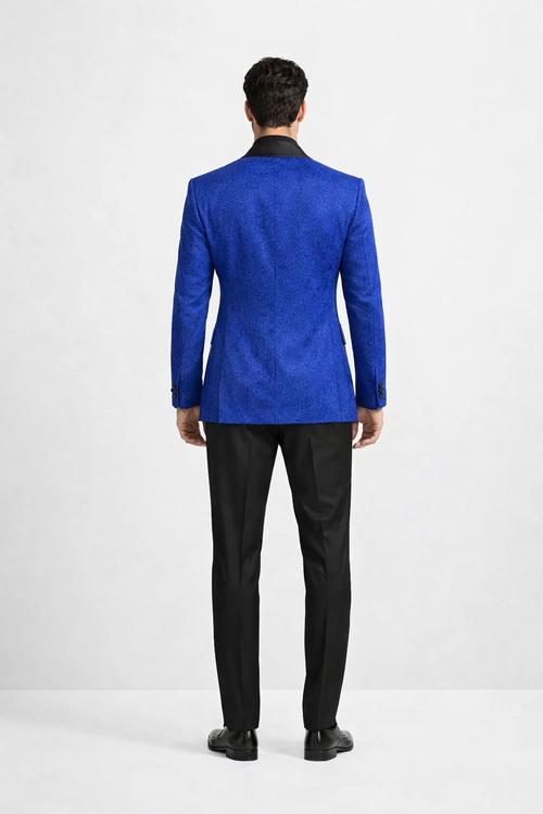 Royal Blue Prom Tuxedo Suit - Royal Blue Wedding Suit - Men's Slim Fit Vested Paisley Wedding Tuxedo In Royal Blue