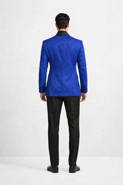 Royal Blue Prom Tuxedo Suit - Royal Blue Wedding Suit - Men's Slim Fit Vested Paisley Wedding Tuxedo In Royal Blue