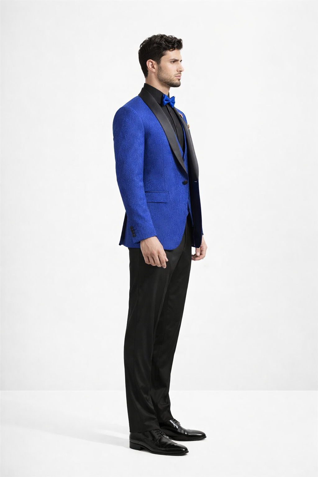 Royal Blue Prom Tuxedo Suit - Royal Blue Wedding Suit - Men's Slim Fit Vested Paisley Wedding Tuxedo In Royal Blue