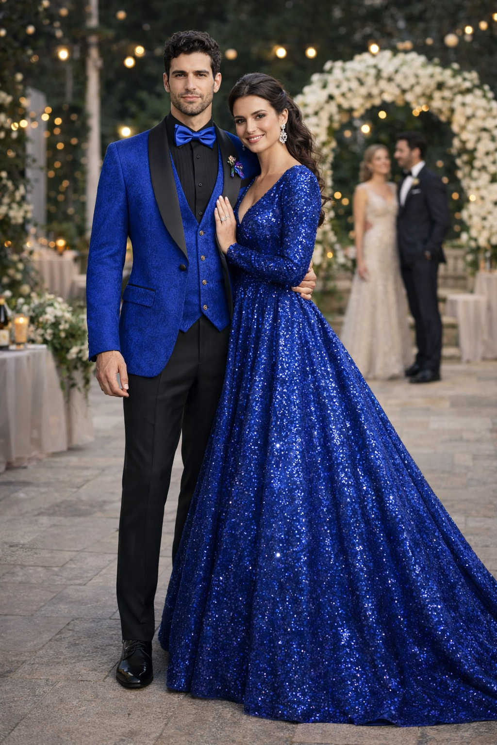Royal Blue Prom Tuxedo Suit - Royal Blue Wedding Suit - Men's Slim Fit Vested Paisley Wedding Tuxedo In Royal Blue