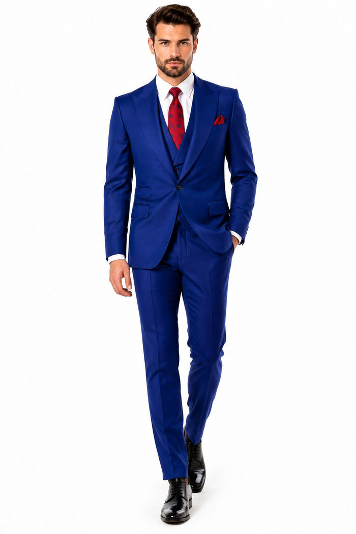 Big Lapel - Wide Lapel - Tom Ford Style Suit - Ticket Pocket - Royal Blue