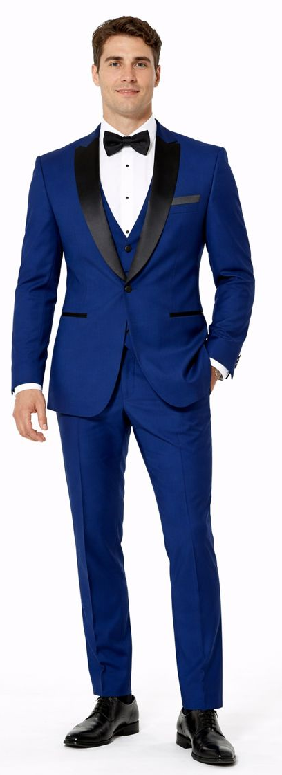 Royal Blue Tuxedo with Black Peak Lapel Slim Fit - Wedding - Prom – SuitUSA