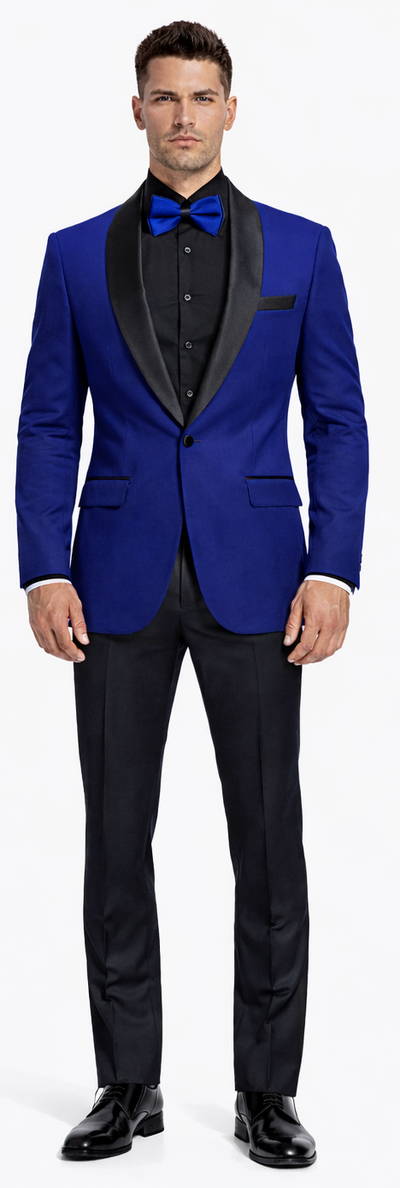 Royal Blue Velvet Tuxedo Jacket with Shawl Lapel – Slim Fit