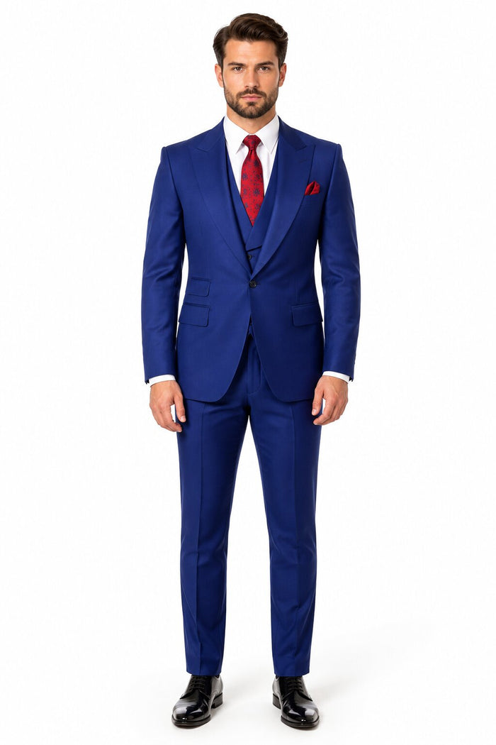 Big Lapel - Wide Lapel - Tom Ford Style Suit - Ticket Pocket - Royal Blue