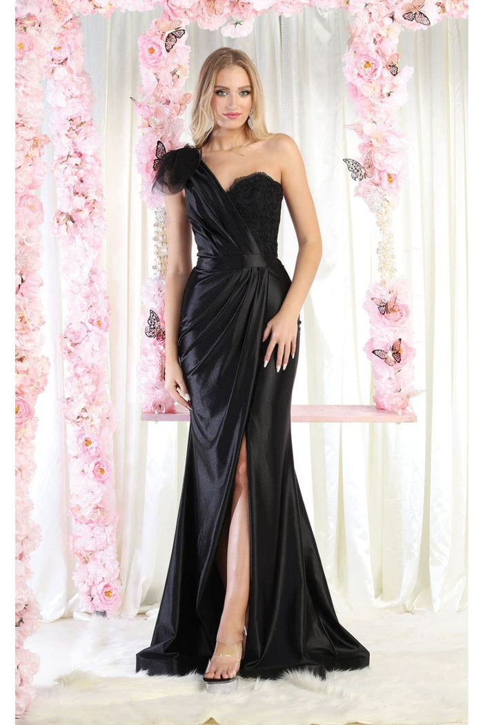 One Shoulder Formal Evening Dress Pleated Long Mermaid Prom Gown-New Collection