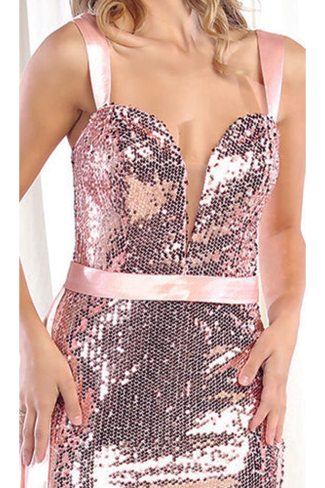 Royal Queen RQ7964 Queen Anne Neckline Sequin Prom Dress