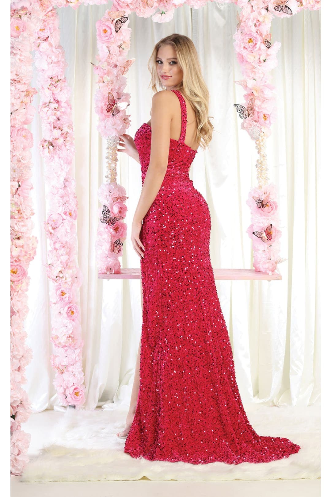 Royal Queen RQ7978 Asymmetrical One Shoulder Sequined Prom Gown