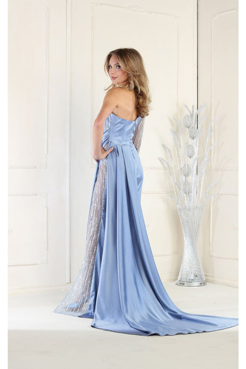 Royal Queen RQ7980 One Shoulder Sheer Satin Formal Evening Gown
