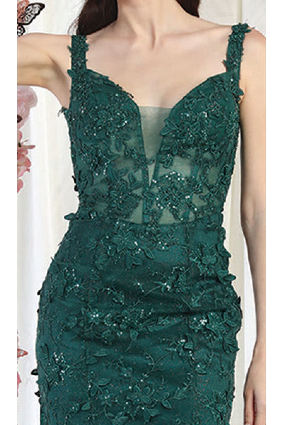 Royal Queen RQ7982 3D Leaf Applique Special Occasion Evening Gown