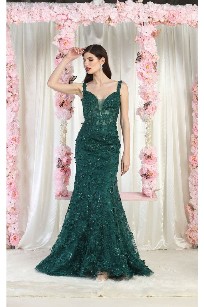Royal Queen RQ7982 3D Leaf Applique Special Occasion Evening Gown