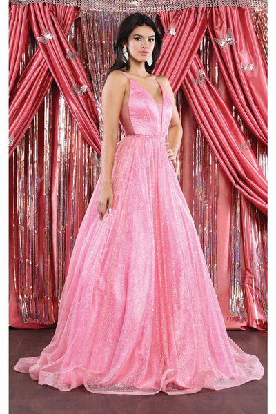V Neck A Line Formal Dance Evening Gown RQ7983
