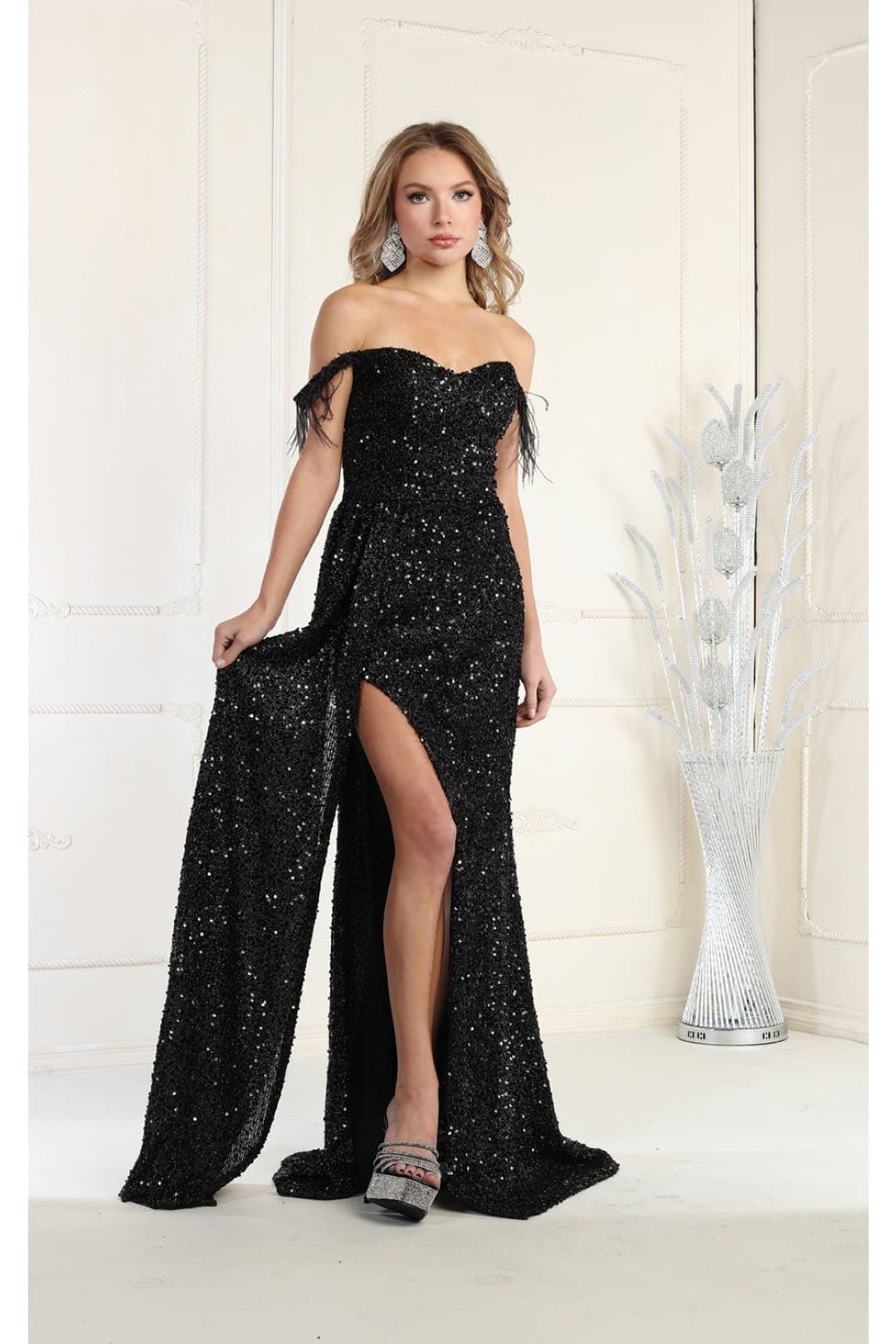Royal Queen RQ7988 Off The Shoulder Sequin Formal Prom Dress