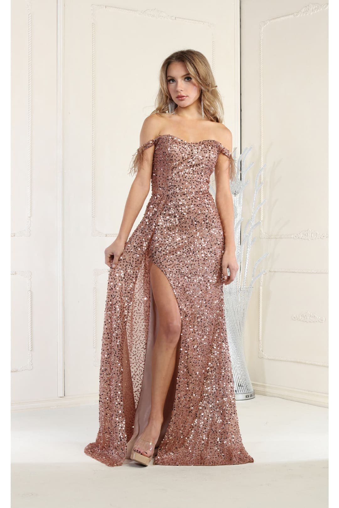 Royal Queen RQ7988 Off The Shoulder Sequin Formal Prom Dress