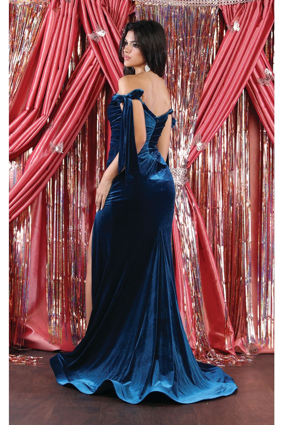 Royal Queen RQ7994 Off The Shoulder Velvet Prom Gown