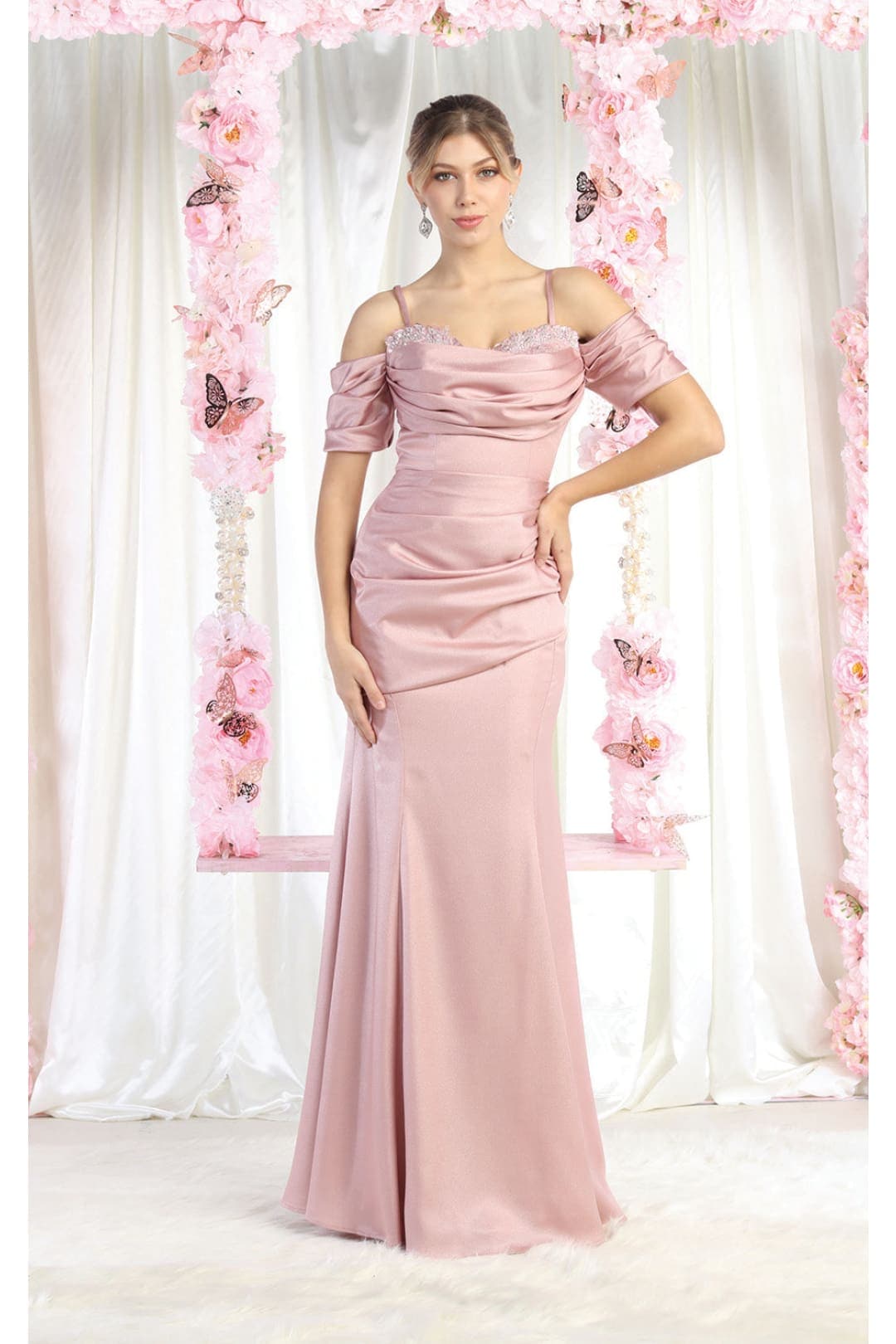 Cold Shoulder Sheath Prom Evening Gown RQ8021