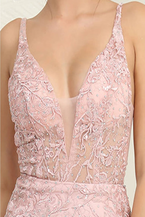 Royal Queen RQ8047 Floral Embroidery Sheath Long Prom Evening Dress