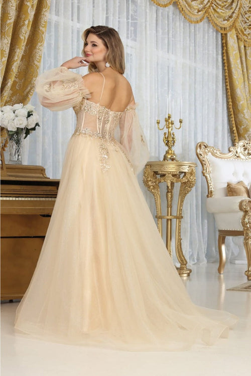 Royal Queen RQ8073 Tulle Sweetheart Sheer Bodice Prom Gown