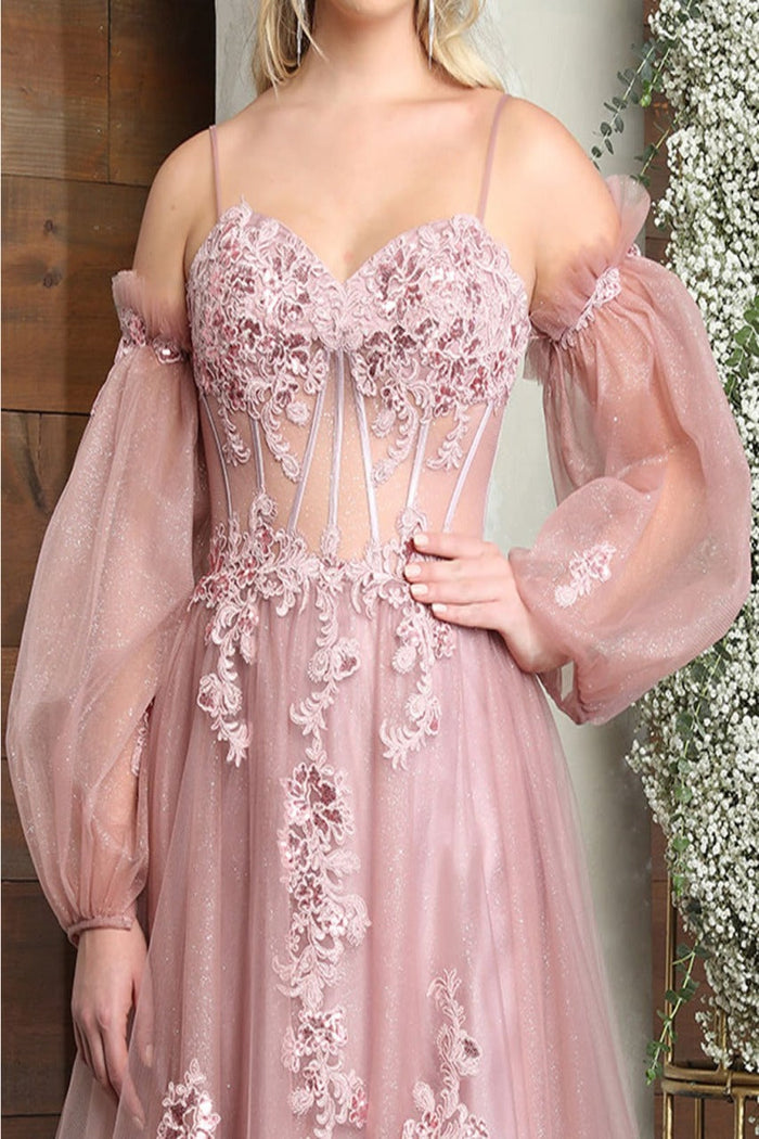 Royal Queen RQ8073 Tulle Sweetheart Sheer Bodice Prom Gown