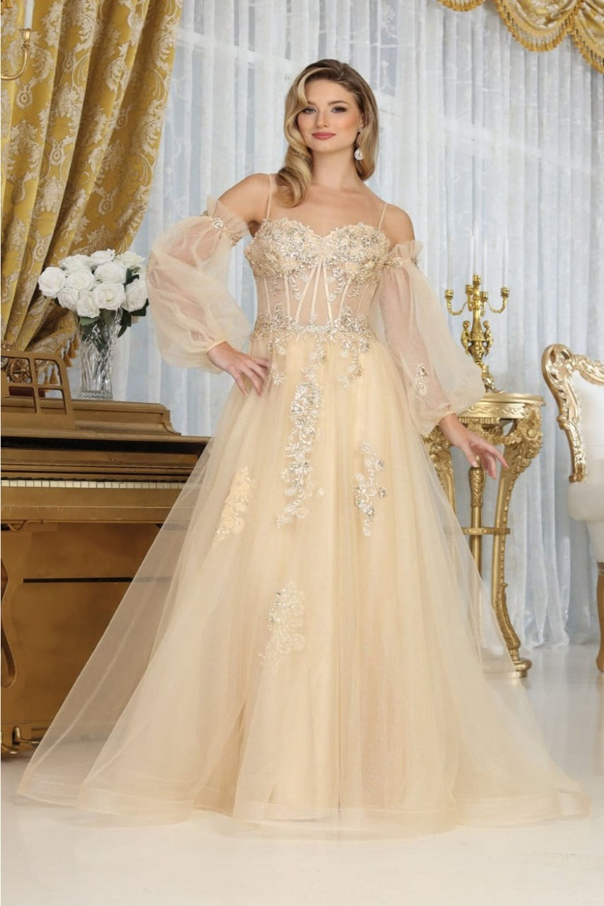 Royal Queen RQ8073 Tulle Sweetheart Sheer Bodice Prom Gown