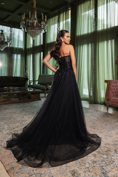 Royal Queen RQ8135 Off-Shoulder Prom Gown with Embellished Embroidery