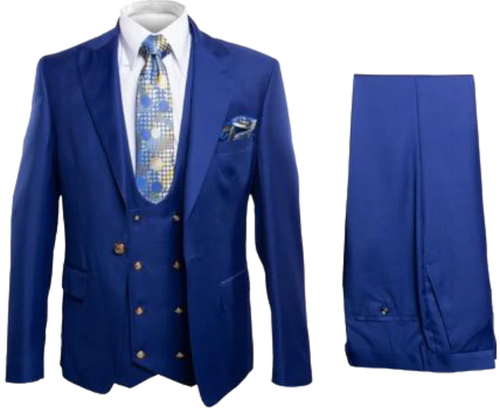 Rossi Man Mens Royal Blue Slim-fit Suit Double Breasted suit