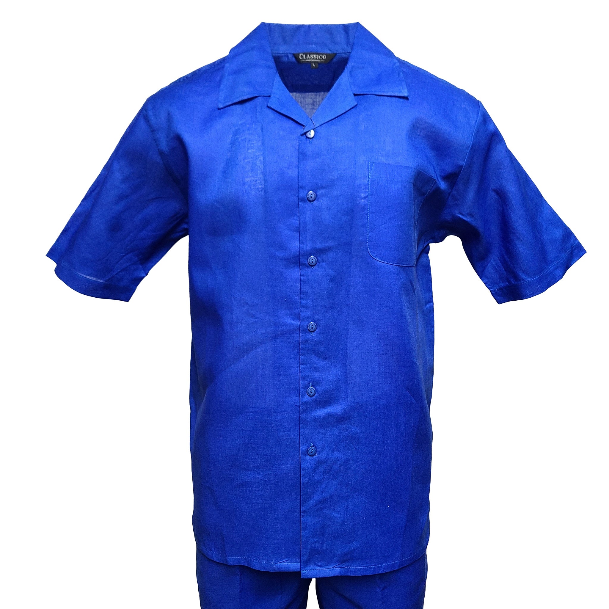 Mens Royal Blue Linen Shirt and Pants Casual Outfit Set – SuitUSA