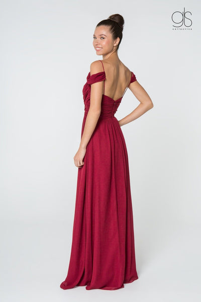 Ruched A-line Cold Shoulder Dress by Elizabeth KGL2824