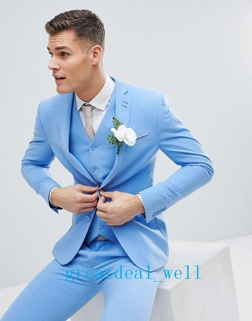 Blue sale prom blazer Baby Blue Prom Tuxedo by Renoirin