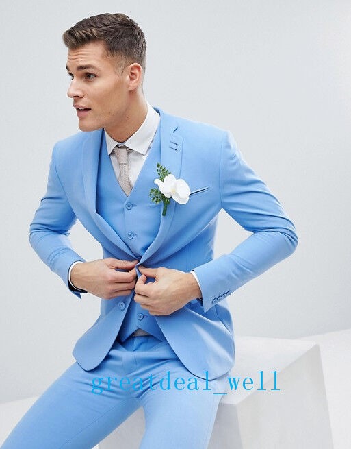 Blue sale prom blazer Baby Blue Prom Tuxedo by Renoirin
