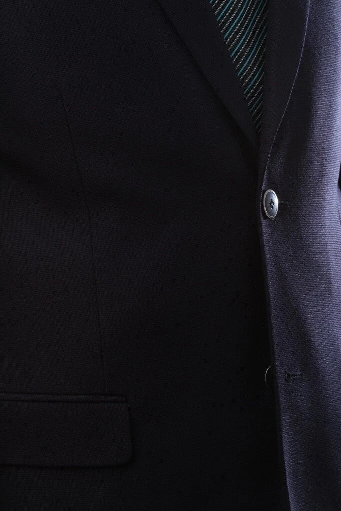 Men’s 2-Button Navy Blazer – Superior 150s Wool-Feel Microfiber Jacket