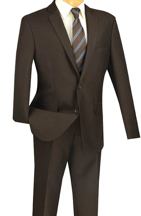 Beige Tone on Tone Paisley Pattern Slim Fit Men's 2 Piece Suit 2 Button by Vinci