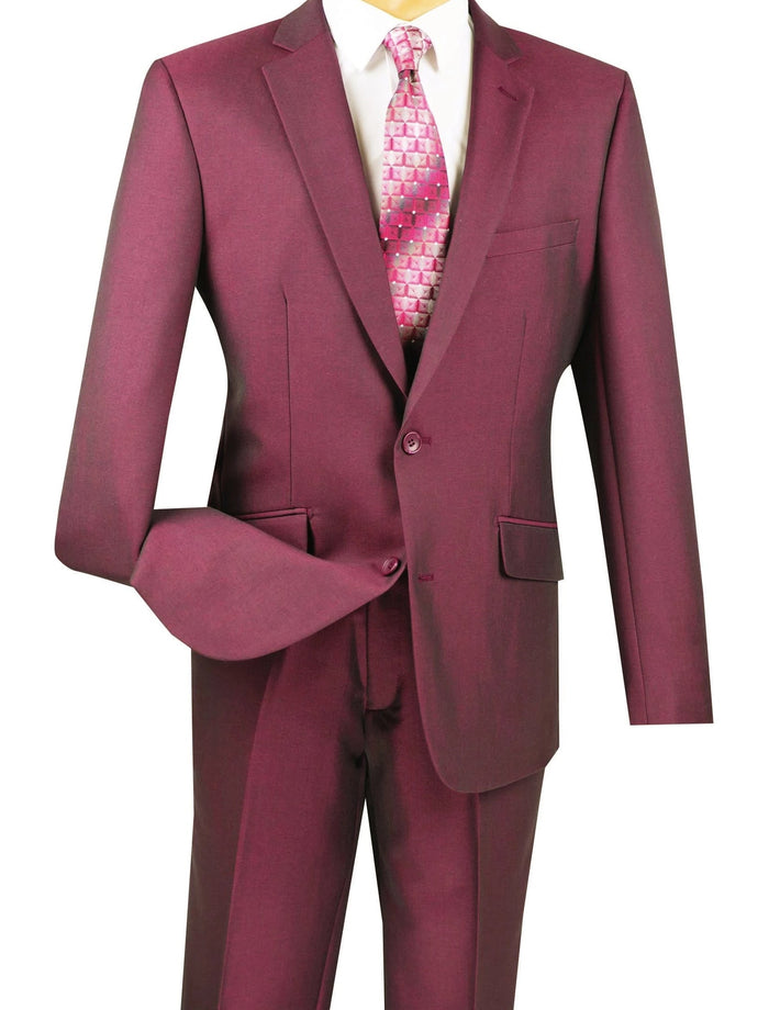 Ultra Slim Fit 2 Piece Suit Stretch Fabric in Solid Navy by Vinci