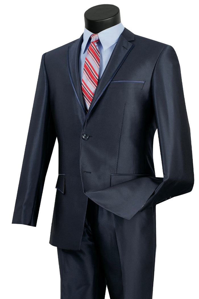 Mens 2 Button Slim Fit Textured Weave Suit in Burgundy by Vinci