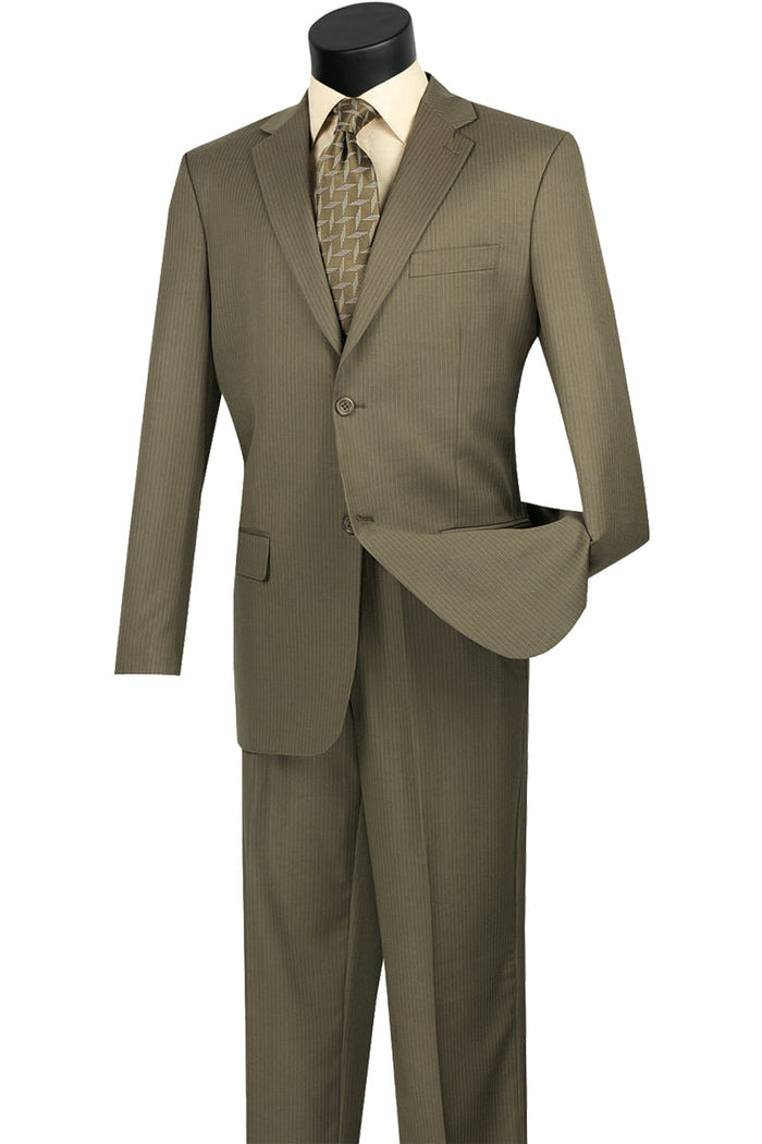 Mens 2 Button Wool Blend Pinstripe Suit in Grey by Vinci