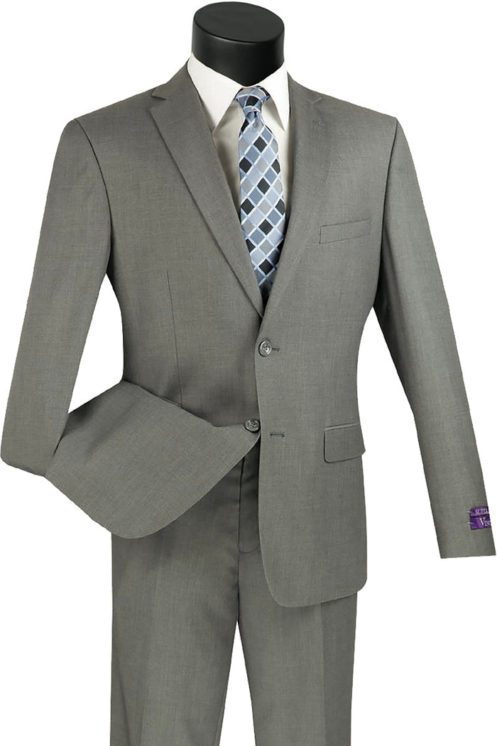 Mens Ultra Slim Fit Wool Feel Suit in Navy by Vinci