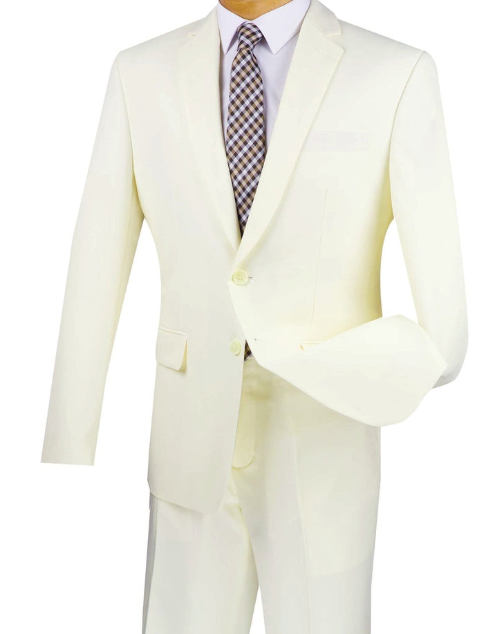 Red Slim Fit Men's 2 Piece Business Suit 2 Button by Vinci