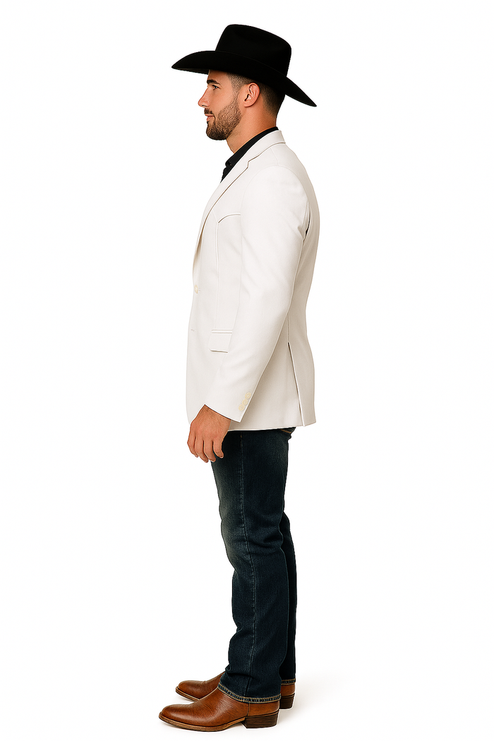 Saco Vaquero Western Blazer - Saco Para Hombre - Mens Double Button Western White Blazer