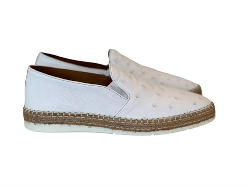 P012 San Remo Genuine Ostrich Sport Loafer- White